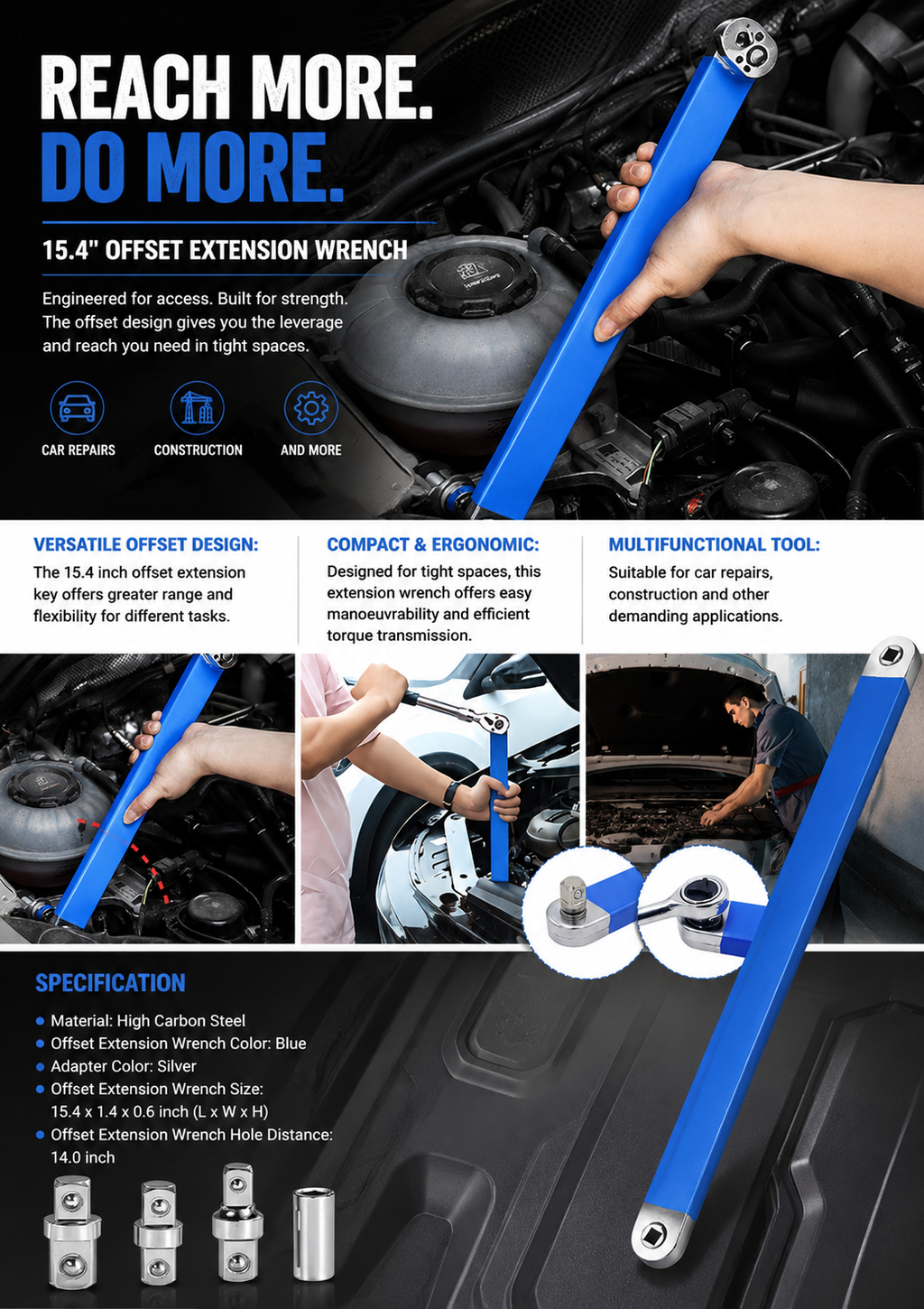 The Tite Reach™ — Offset Extension Ratchet Wrench