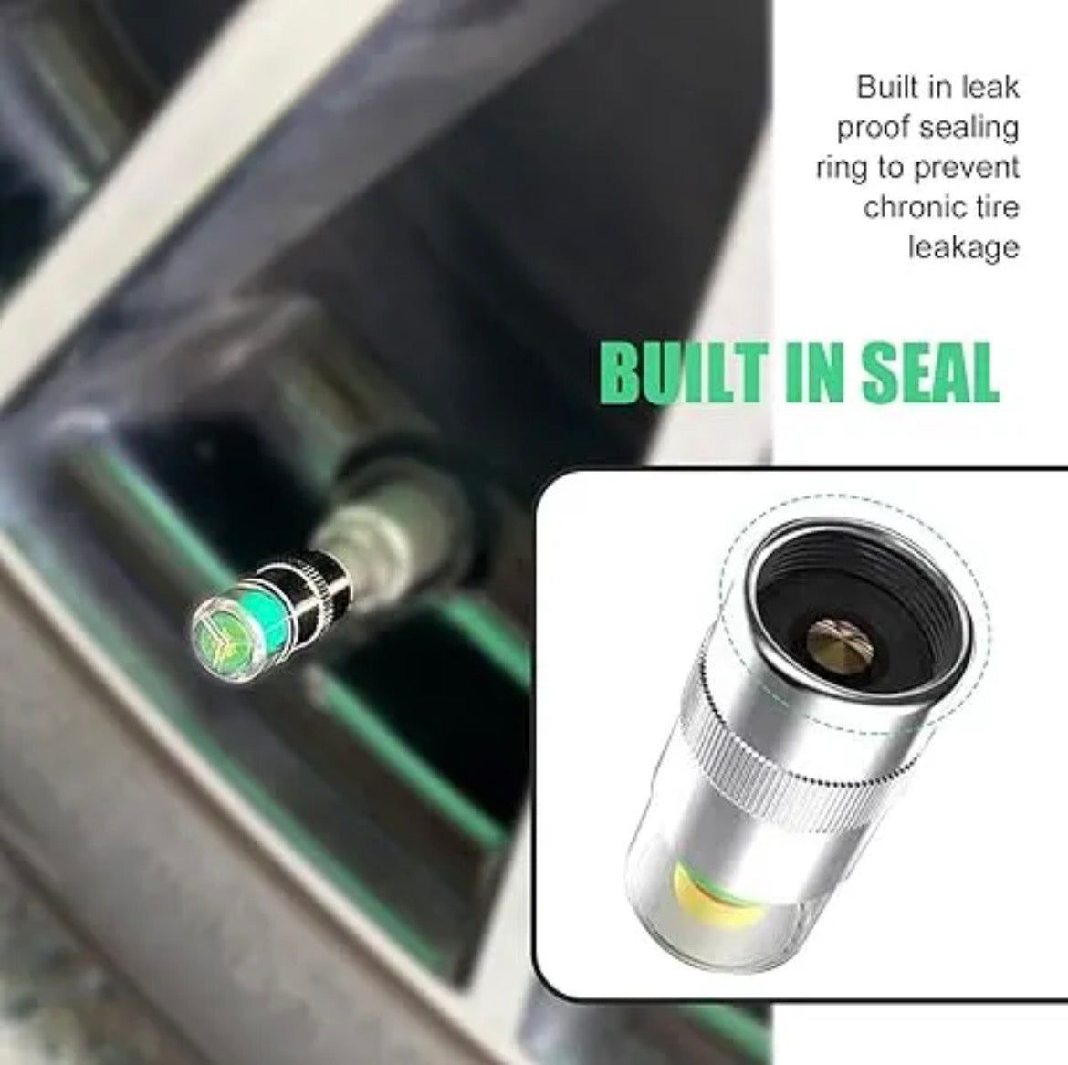 The Pressure Check™ — Tire Pressure Valve Caps (Set of 4)