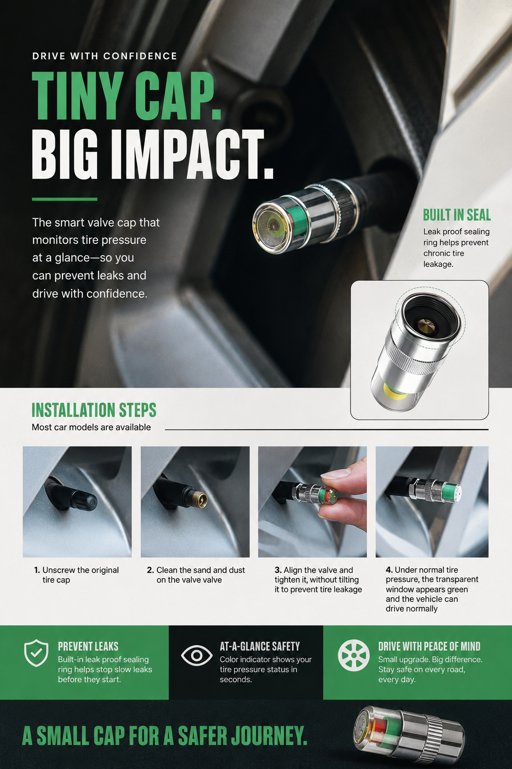 The Pressure Check™ — Tire Pressure Valve Caps (Set of 4)