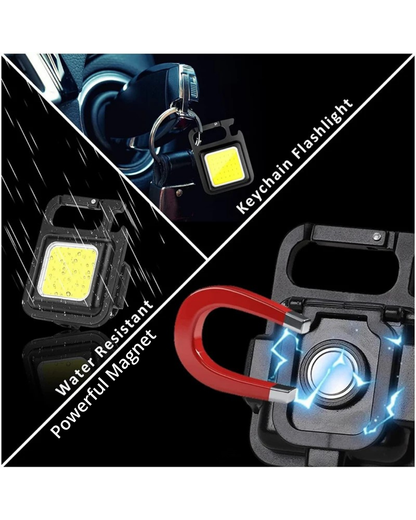 Rechargeable Super Bright Outdoor Small Portable Light – 800LM COB Keychain Lantern with Magnet Base & Bottle Opener